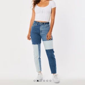 HOLLISTER ULTRA-HIGH RISE PATCHWORK MOM JEANS